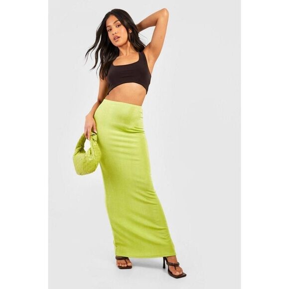 New SKIMS Recycled Swim Cut Out Long Maxi Tube Skirt in Citrus Size Large - Picture 1 of 4